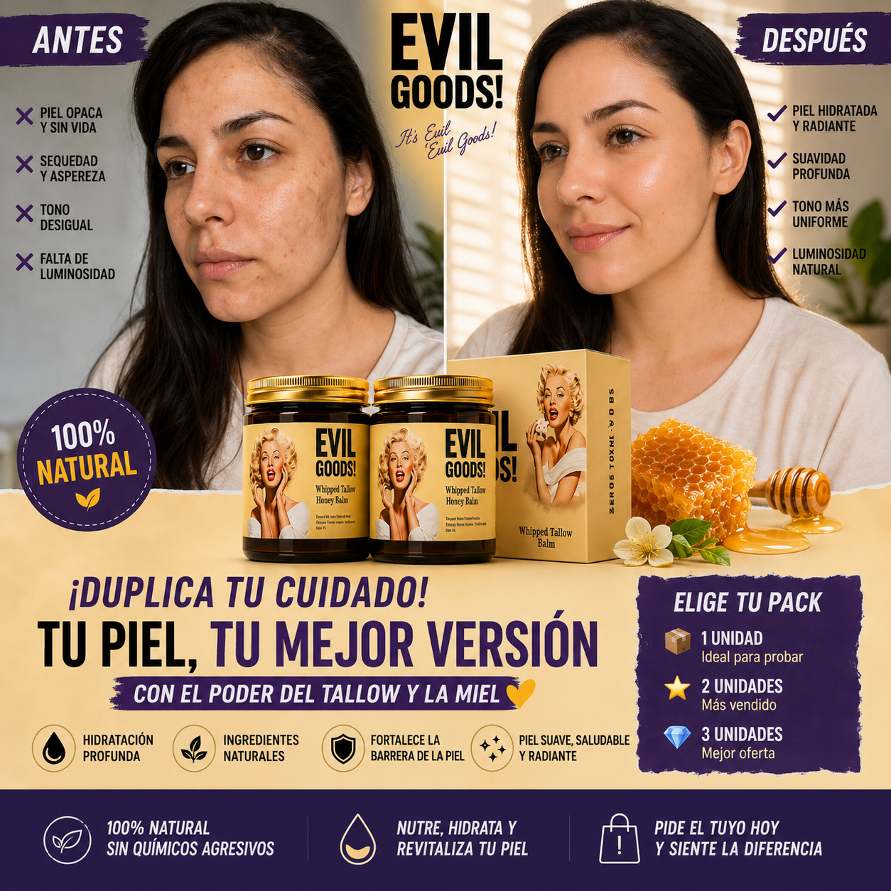 Evil Goods ¡hidrata profundamente la piel seca desde la primera aplicación!