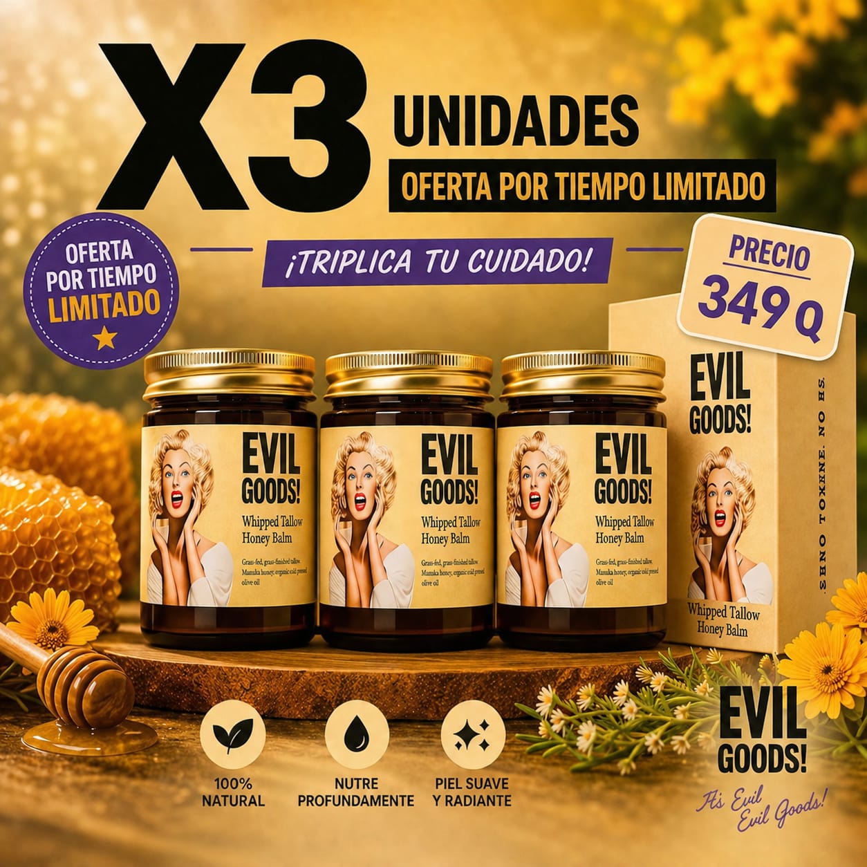 Evil Goods ¡hidrata profundamente la piel seca desde la primera aplicación!