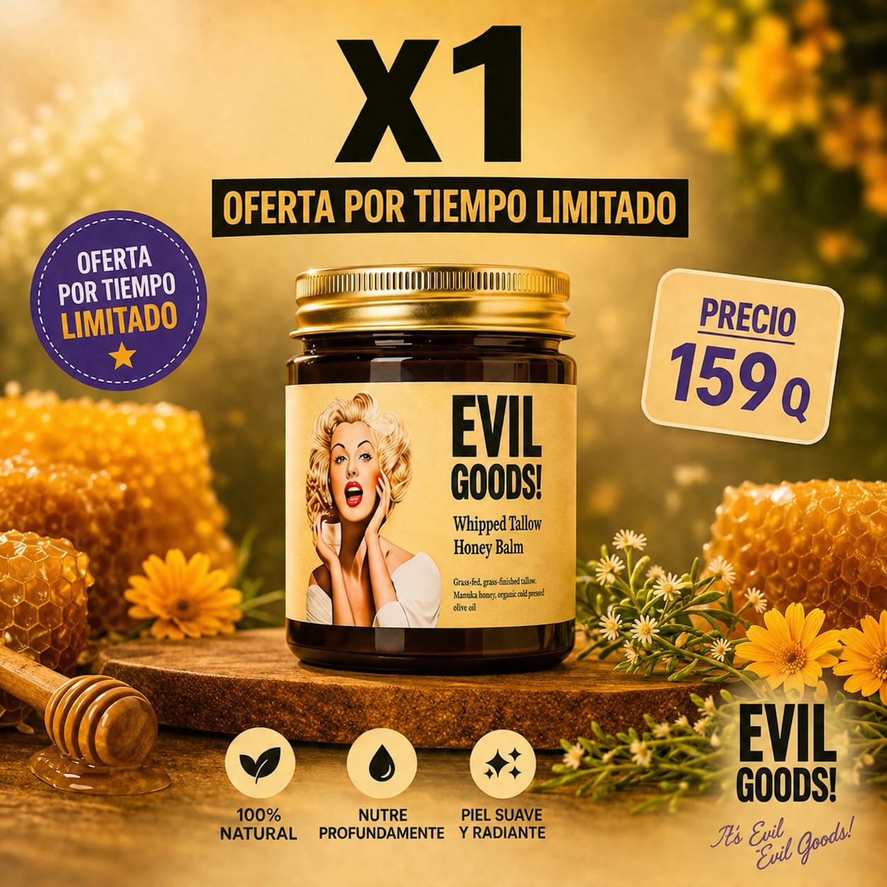 Evil Goods ¡hidrata profundamente la piel seca desde la primera aplicación!